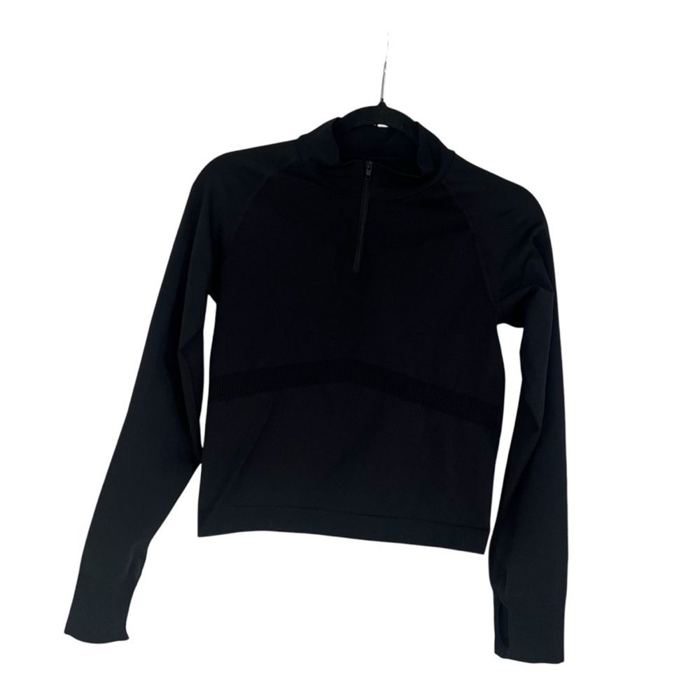 Victoria’s Secret PINK Active Long Sleeve Black Cropped Quarter Zip Size M/L